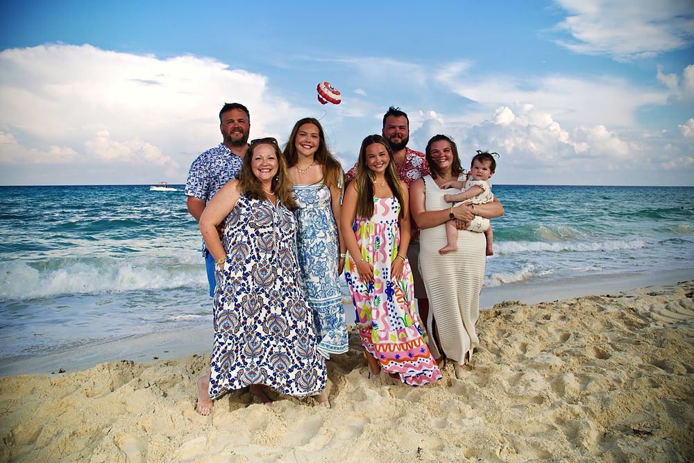 Extended family on the beach